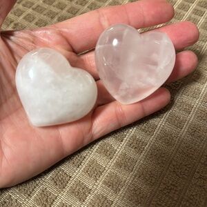 2 Rose Quartz Hearts